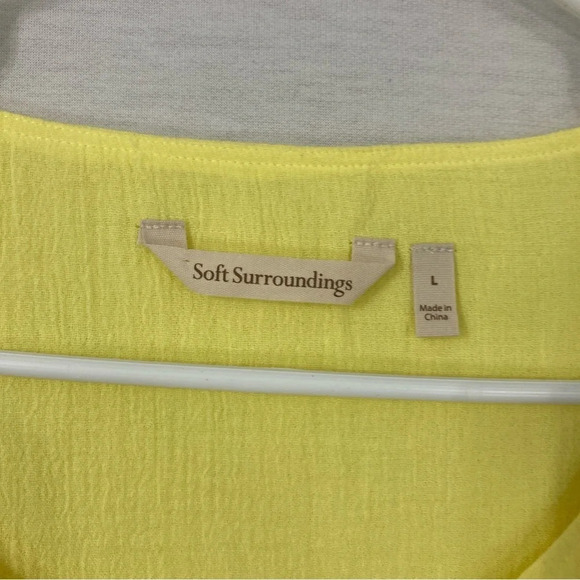 Soft Surroundings Yellow Round Neck Gauzy Cotton Top Large - Picture 2 of 8